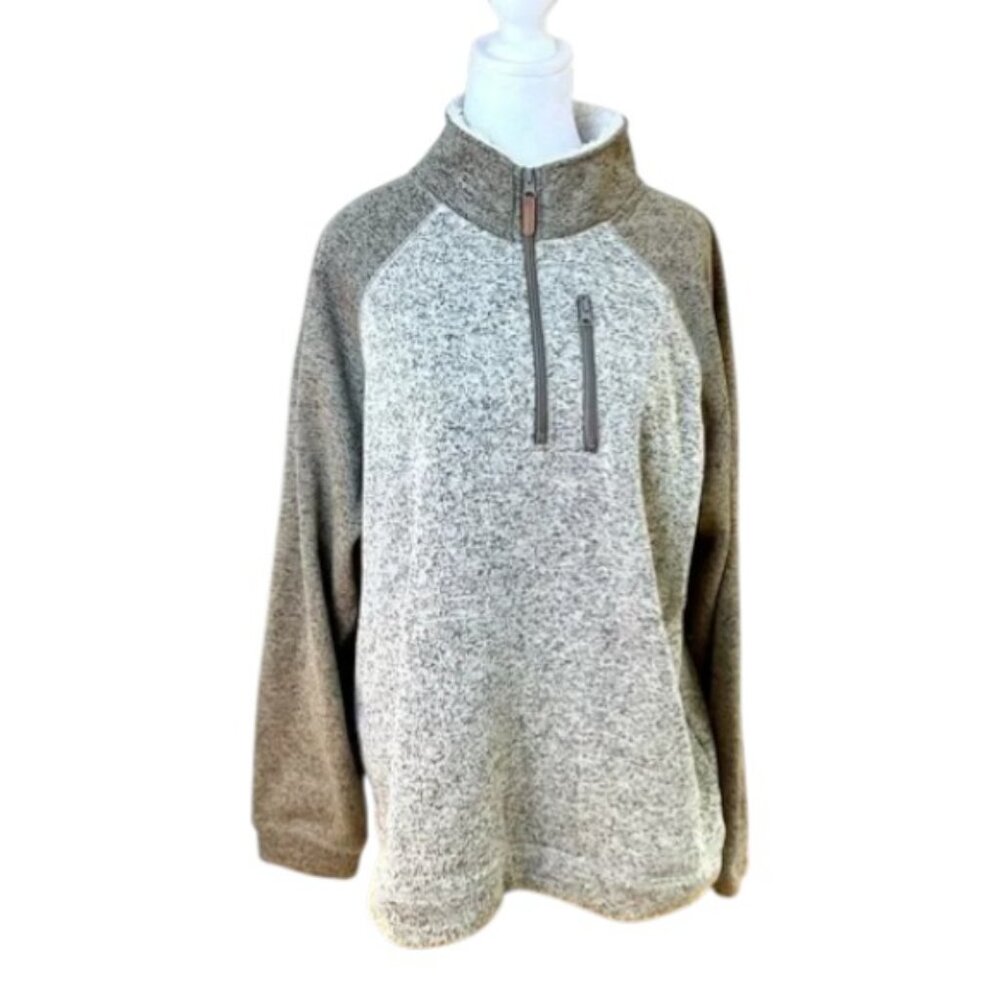 Old River Sweatshirt Quarter Zip Sherpa Trim Tan (2XL) 2022